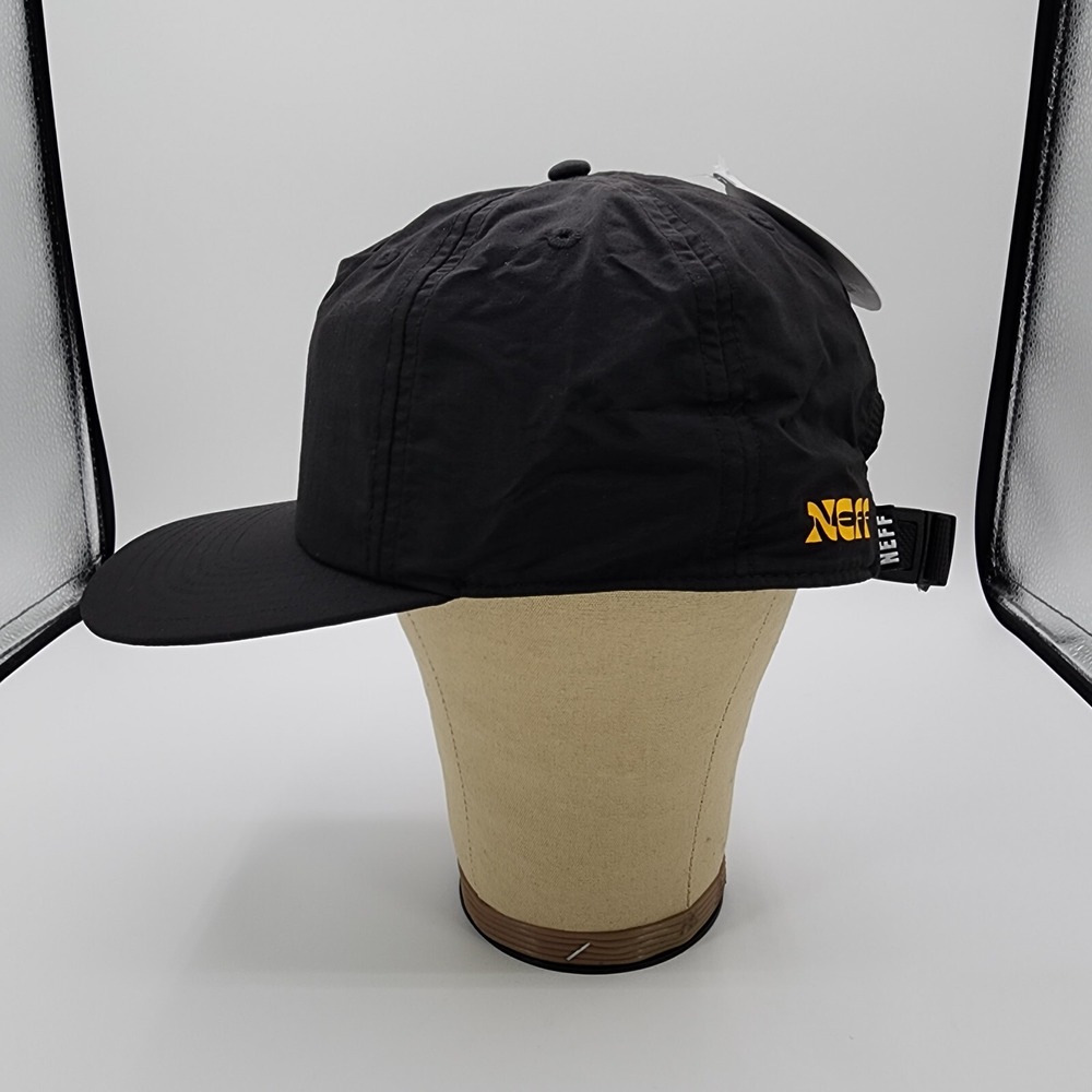 NEFF Pushing Up Daisies Hat Daily Flat Billed Strapback Black Nylon Cap NEW - Picture 6 of 16